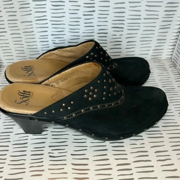 Sofft Suede Leather Studded Slip on Mules Clogs Size 8.5 - Picture 4 of 6